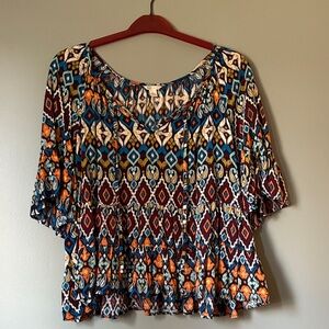 Cato Multicolor Geometric Blouse